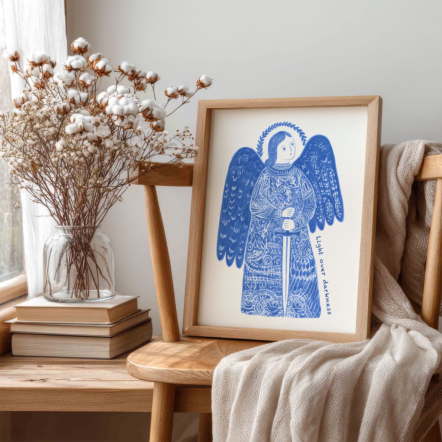 St Michael the Archangel Art Print - Blue interior mockup 05 - p_2_am_0001_Layer 9