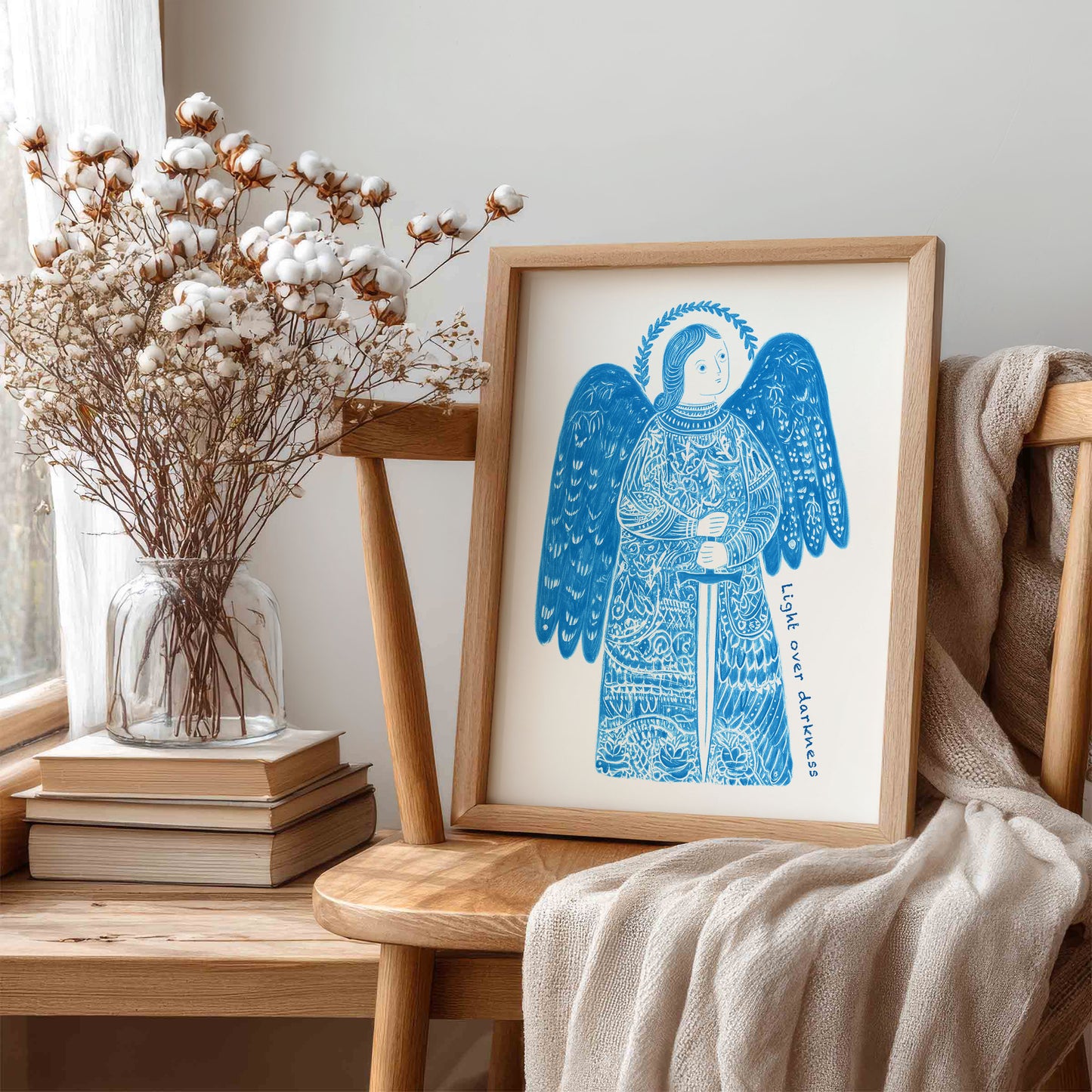 St Michael the Archangel Art Print - Deep Blue interior mockup 06 - p_2_am_0002_Layer 8