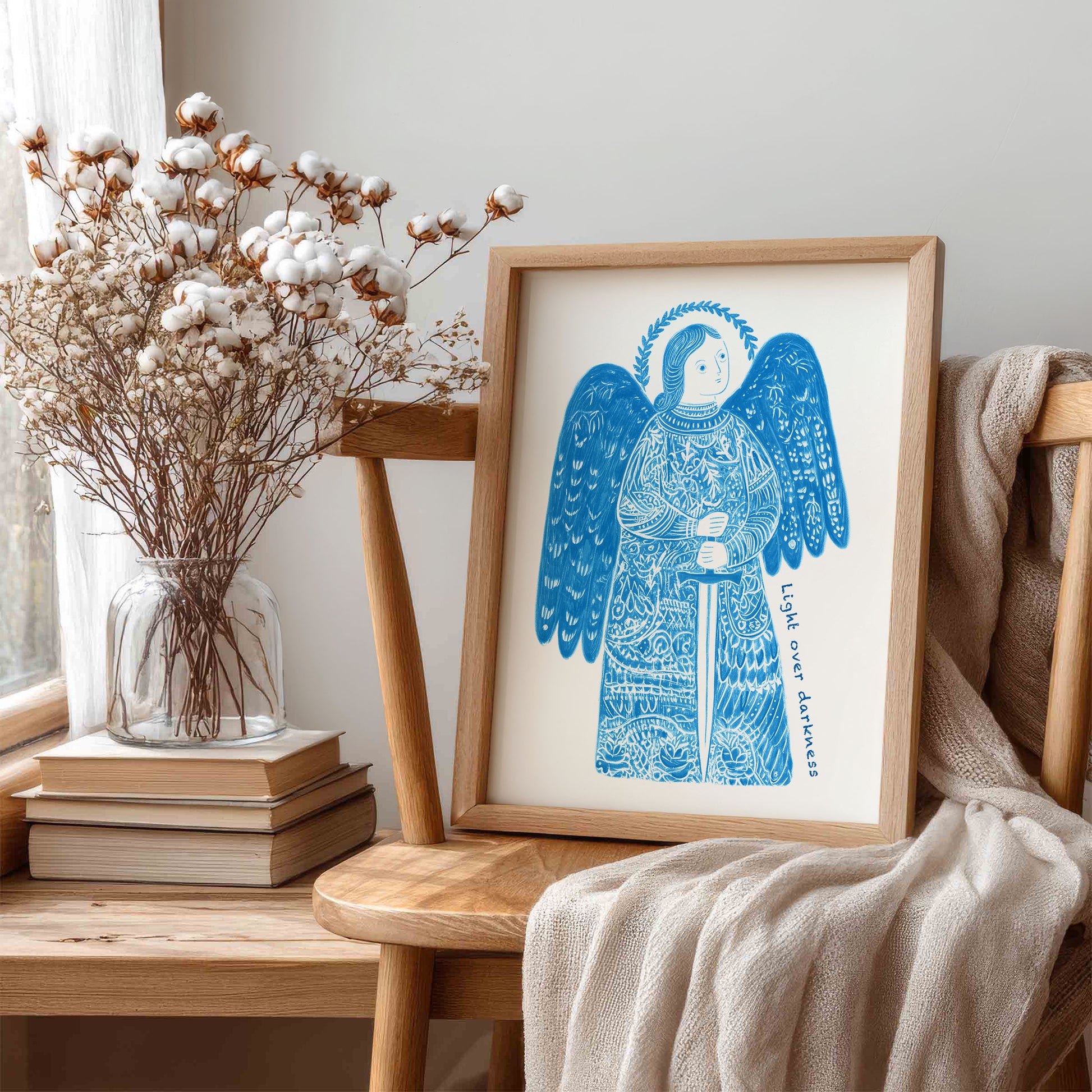 St Michael the Archangel Art Print - Deep Blue interior mockup 06 - p_2_am_0002_Layer 8