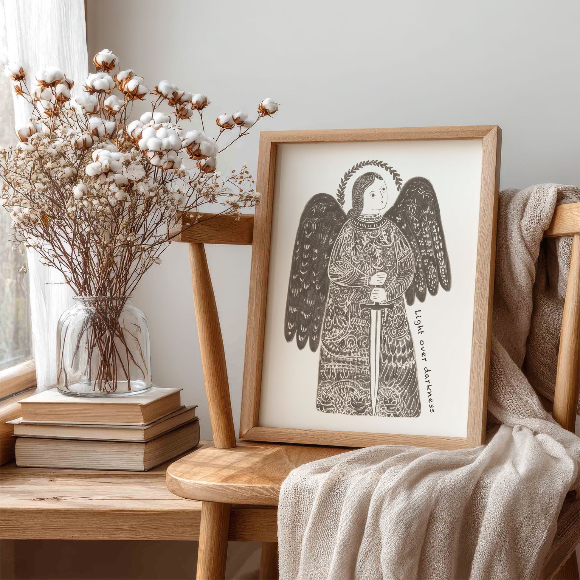 St Michael the Archangel Art Print - Brown interior mockup 06 - p_2_am_0003_Layer 7
