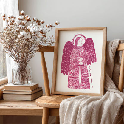 St Michael the Archangel Art Print - Pink interior mockup 05 - p_2_am_0005_Layer 5