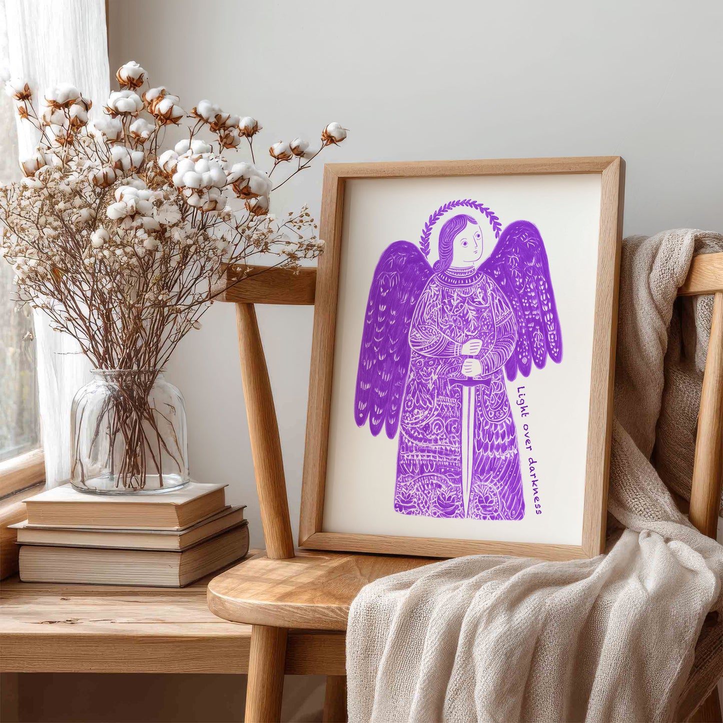 St Michael the Archangel Art Print - Purple interior mockup 06 - p_2_am_0006_Layer 4