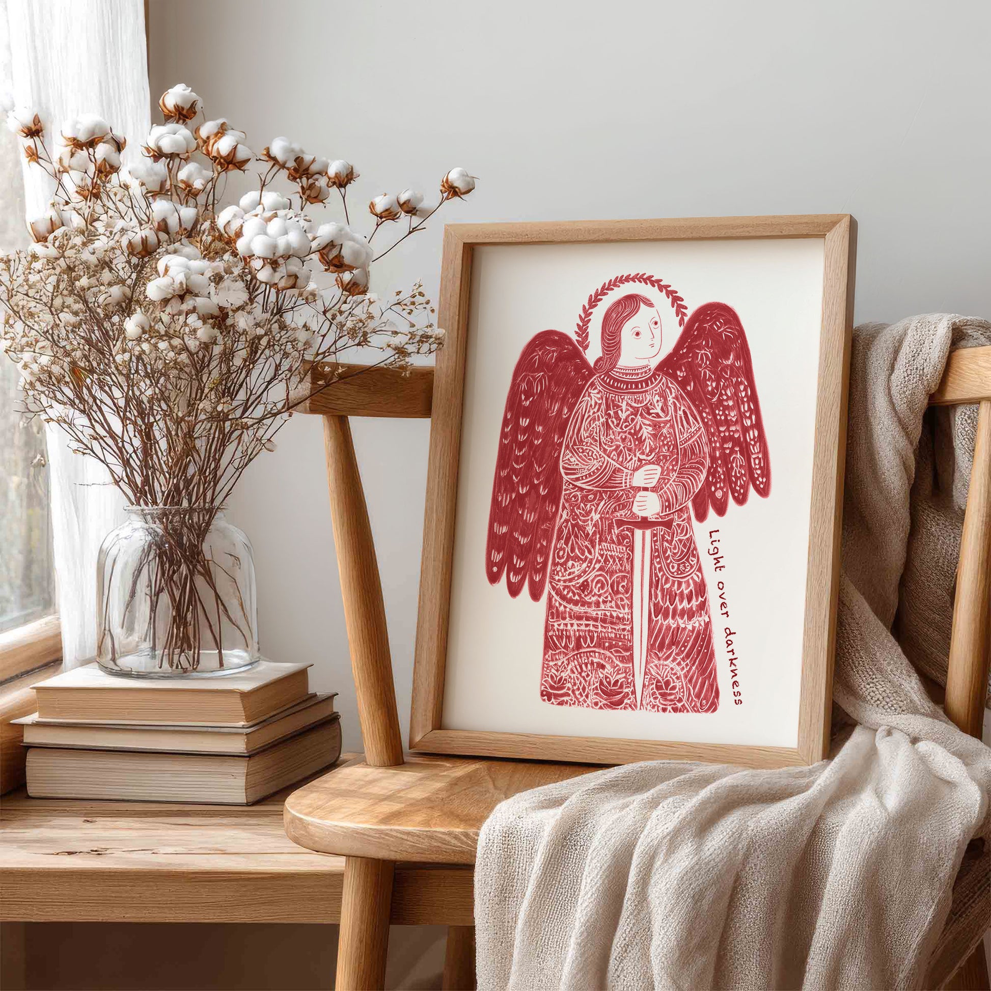 St Michael the Archangel Art Print - Red interior mockup 06 - p_2_am_0007_Layer 3