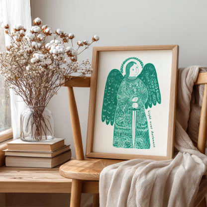 St Michael the Archangel Art Print - Teal interior mockup 05 - p_2_am_0008_Layer 2