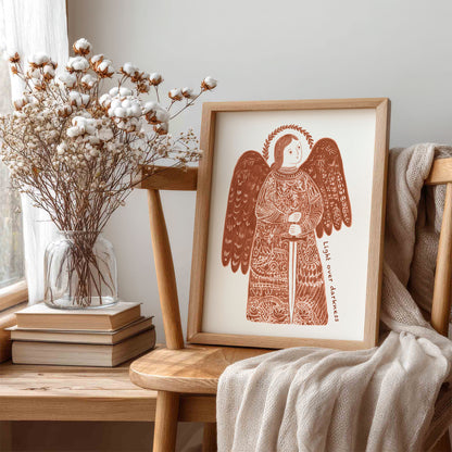 St Michael the Archangel Art Print - Terracotta interior mockup 05 - p_2_am_0009_Layer 1