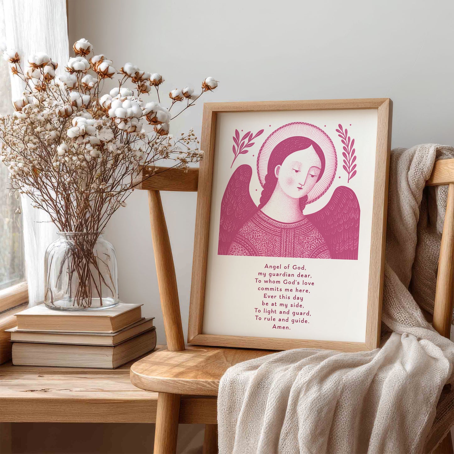 Guardian Angel for Boys Art Print - Pink interior mockup 05 - p_2_boy_0005_Layer 5