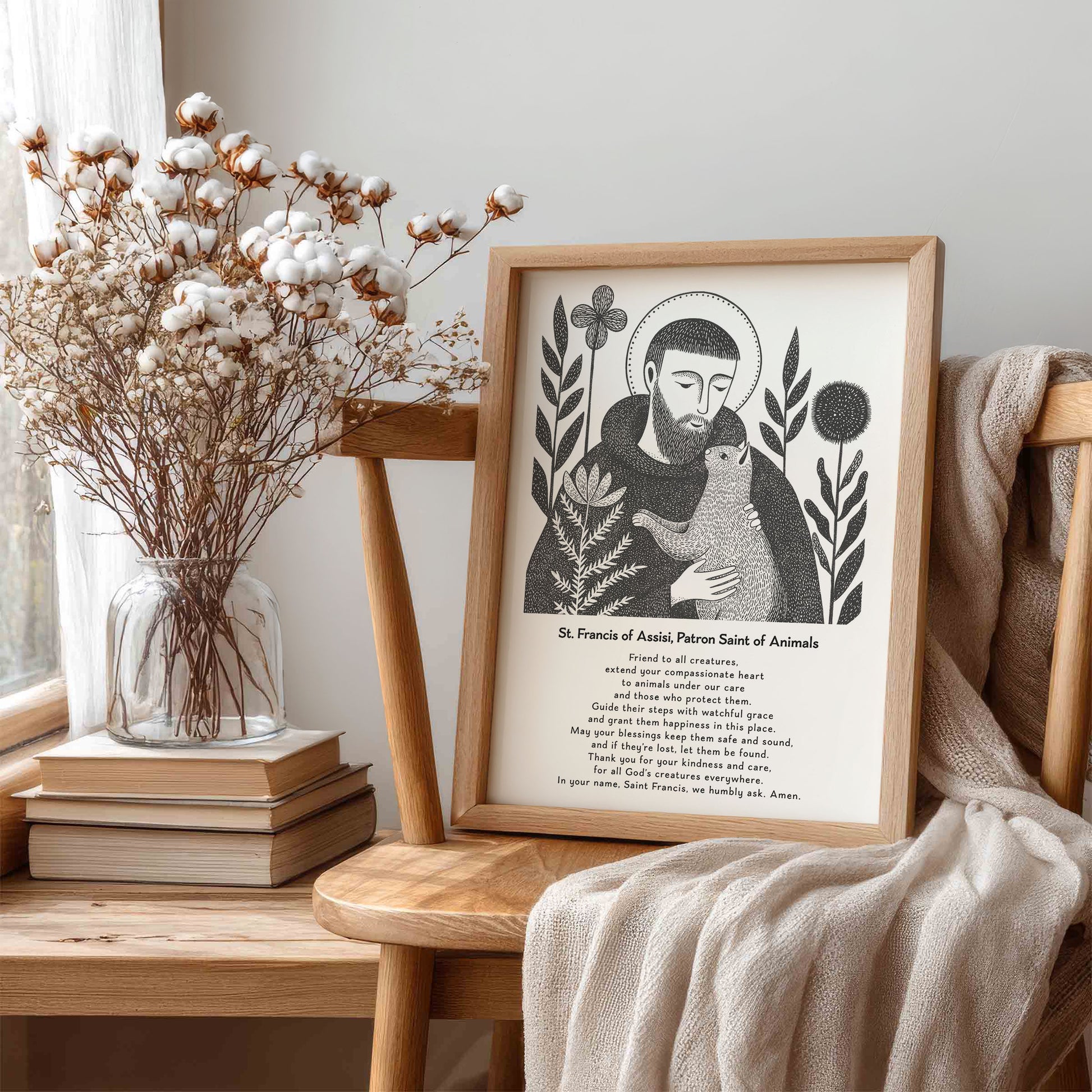St Francis with Cat Art Print - Black interior mockup 06 - p_2_franc_cat_0000_Layer 10