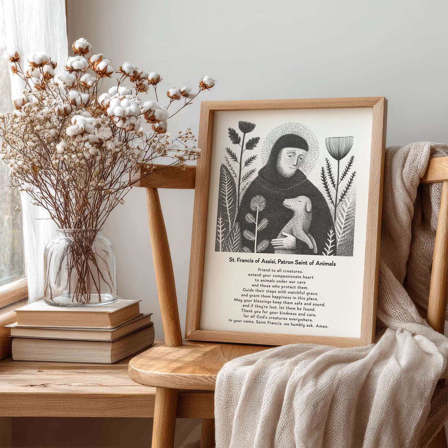 St Francis with Dog Art Print - Black interior mockup 06 - p_2_franc_dog_0000_Layer 10