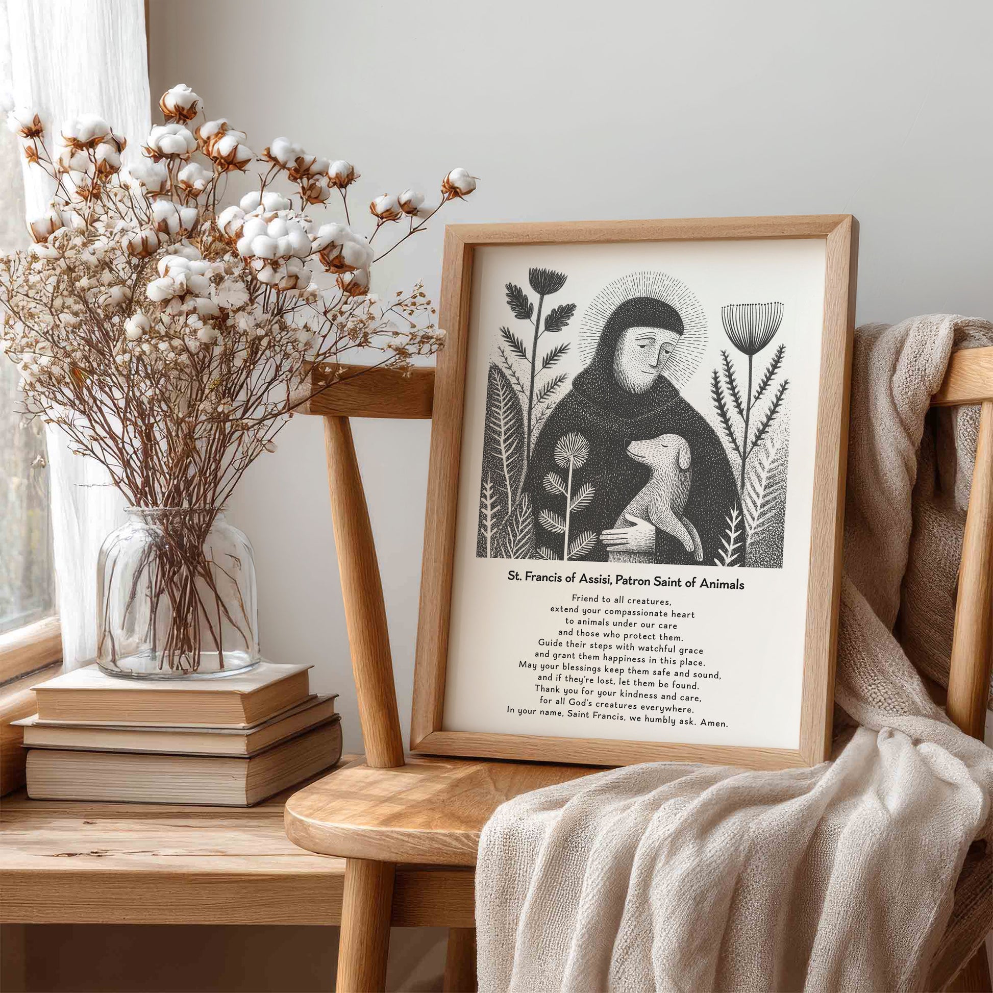 St Francis with Dog Art Print - Black interior mockup 06 - p_2_franc_dog_0000_Layer 10