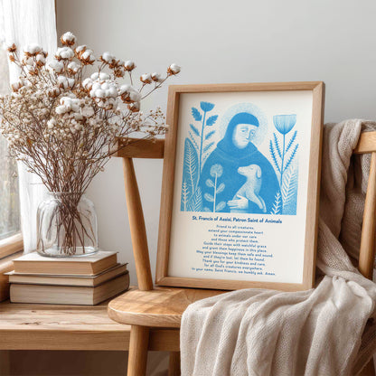 St Francis with Dog Art Print - Deep Blue interior mockup 07 - p_2_franc_dog_0002_Layer 8