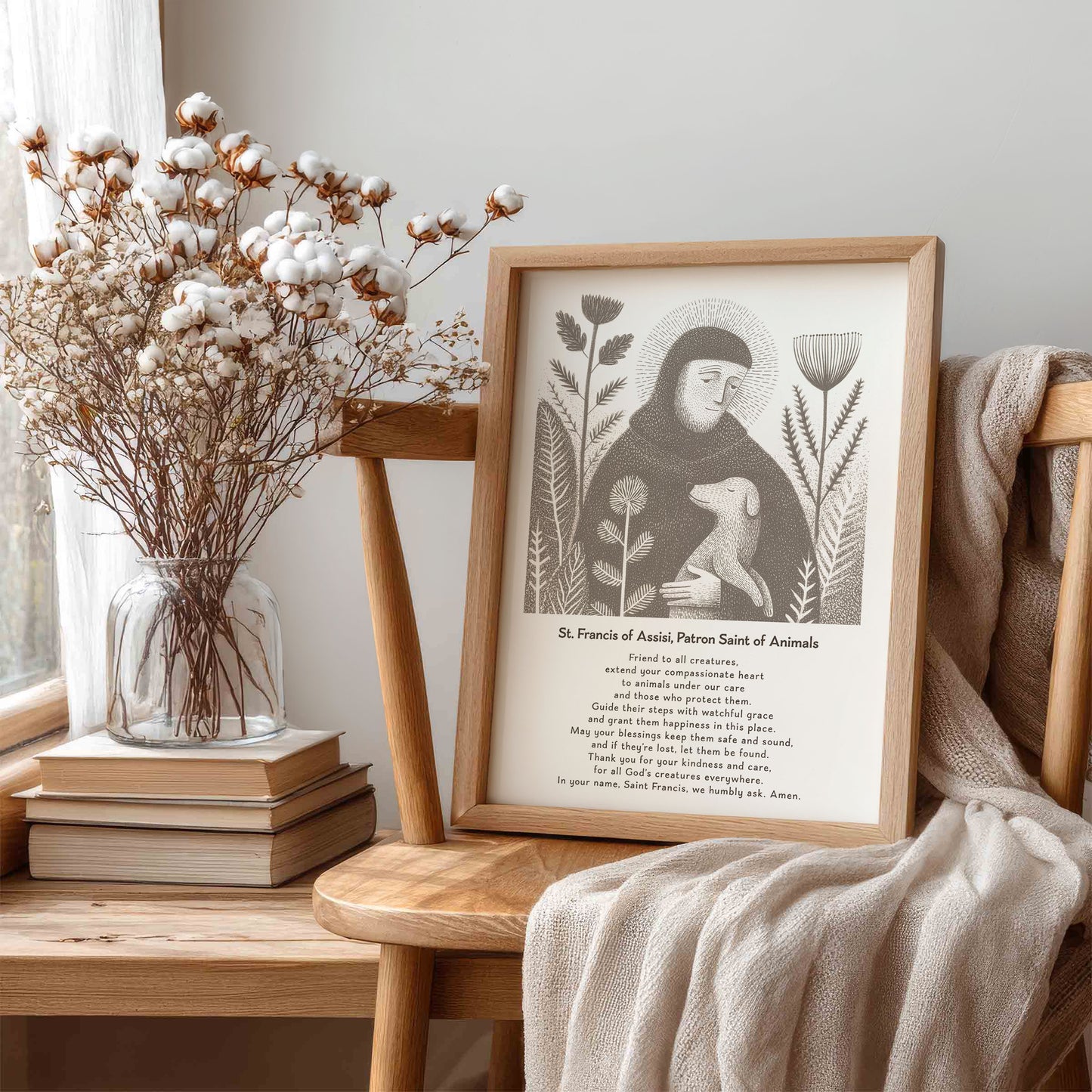 St Francis with Dog Art Print - Brown interior mockup 07 - p_2_franc_dog_0003_Layer 7