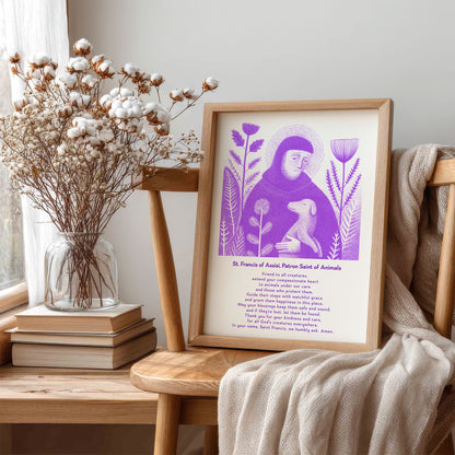 St Francis with Dog Art Print - Purple interior mockup 07 - p_2_franc_dog_0006_Layer 4