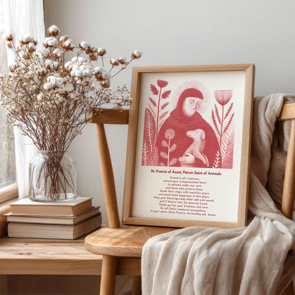 St Francis with Dog Art Print - Red interior mockup 07 - p_2_franc_dog_0007_Layer 3
