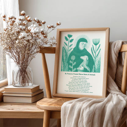St Francis with Dog Art Print - Teal interior mockup 06 - p_2_franc_dog_0008_Layer 2