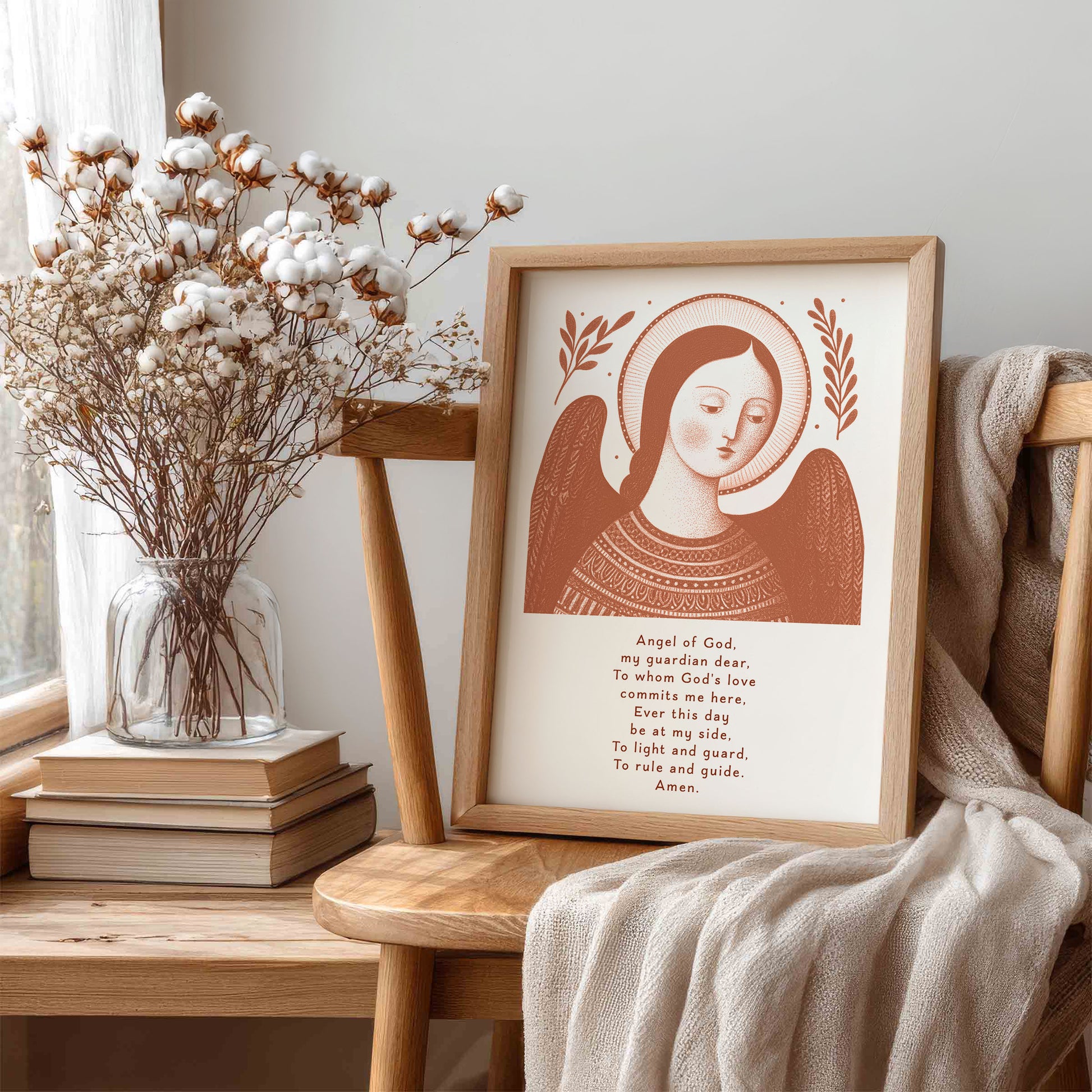 Guardian Angel for Girls Art Print - Terracotta interior mockup 05 - p_2_girl_0009_Layer 1