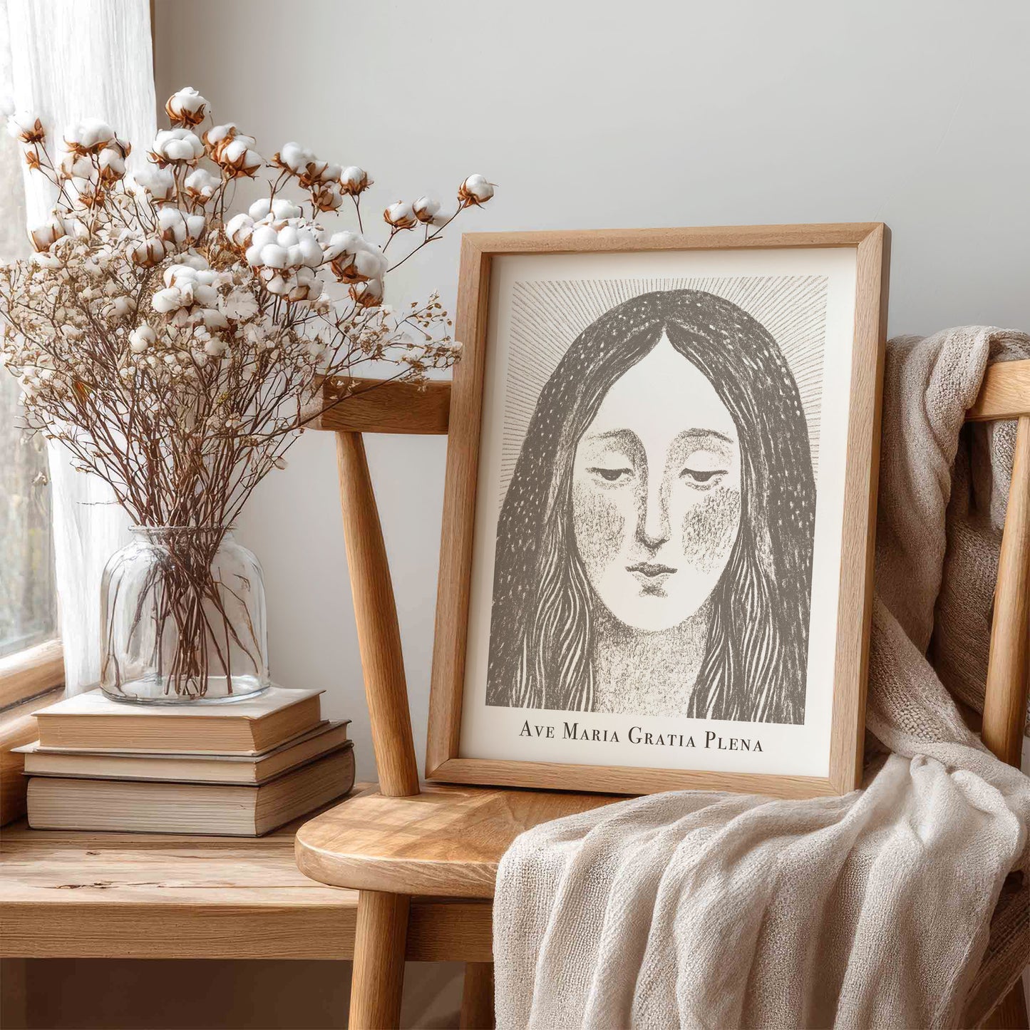 Virgin Mary Art Print - Brown interior mockup 06 - p_2_maria_0003_Layer 7