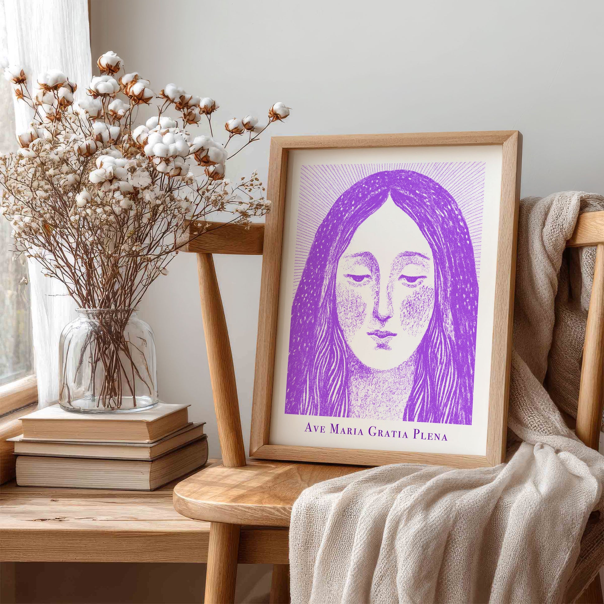 Virgin Mary Art Print - Purple interior mockup 06 - p_2_maria_0006_Layer 4