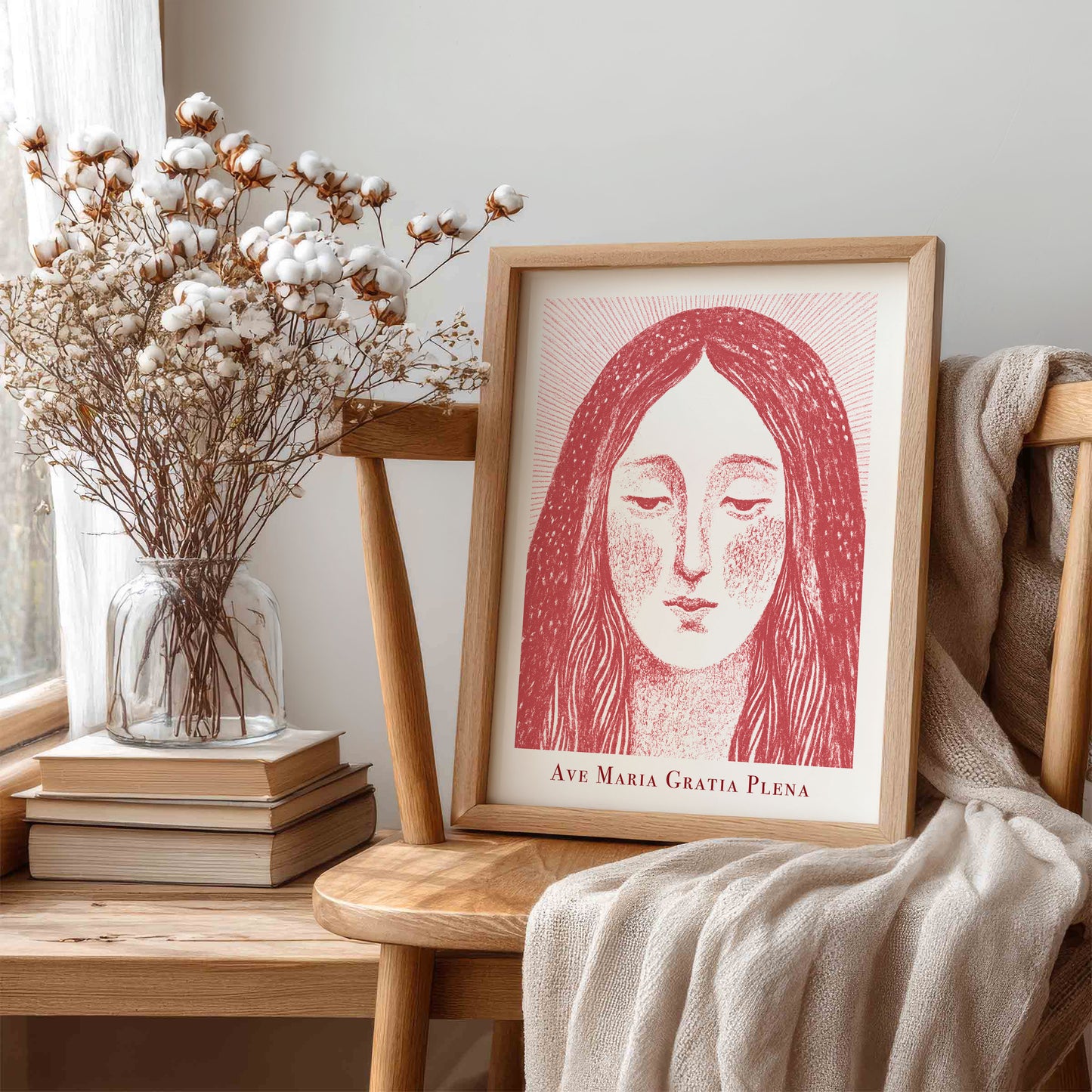 Virgin Mary Art Print - Red interior mockup 06 - p_2_maria_0007_Layer 3
