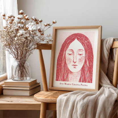 Virgin Mary Art Print - Red interior mockup 06 - p_2_maria_0007_Layer 3