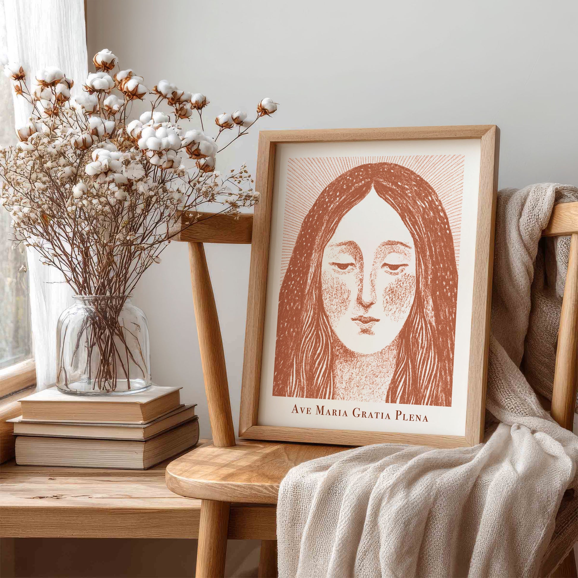 Virgin Mary Art Print - Terracotta interior mockup 05 - p_2_maria_0009_Layer 1