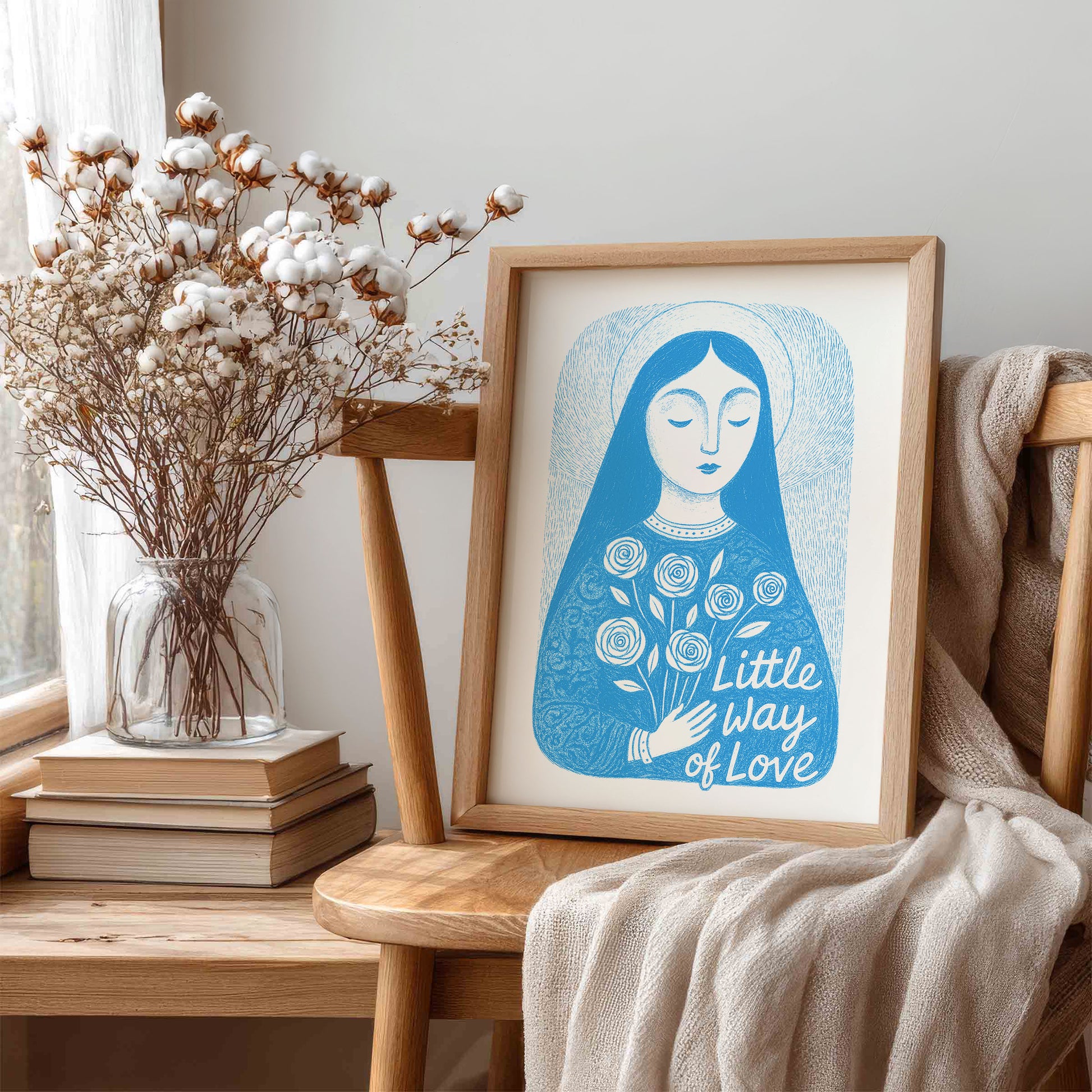 St Therese of Lisieux Art Print - Deep Blue interior mockup 06 - p_2_ter_0002_Layer 8