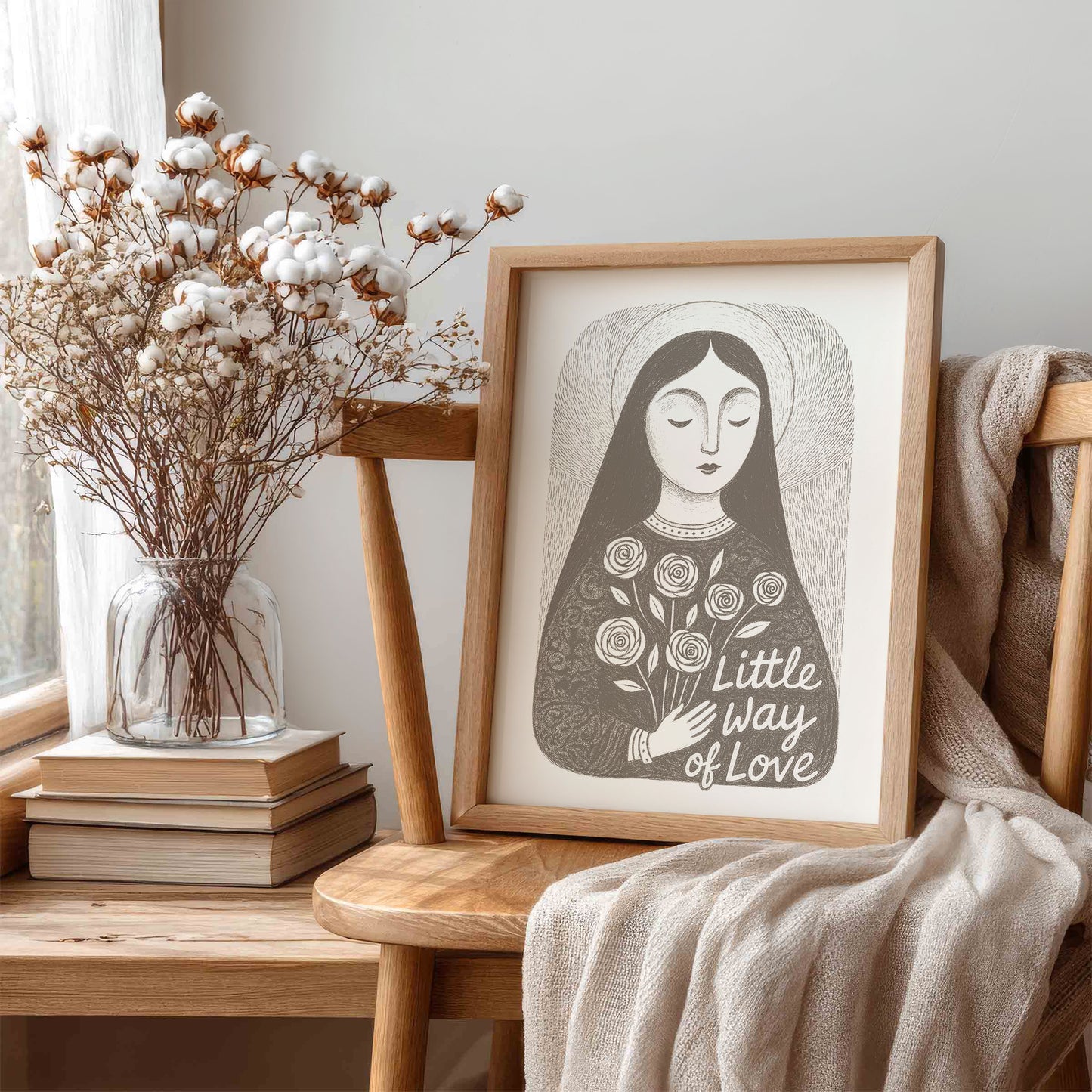 St Therese of Lisieux Art Print - Brown interior mockup 06 - p_2_ter_0003_Layer 7