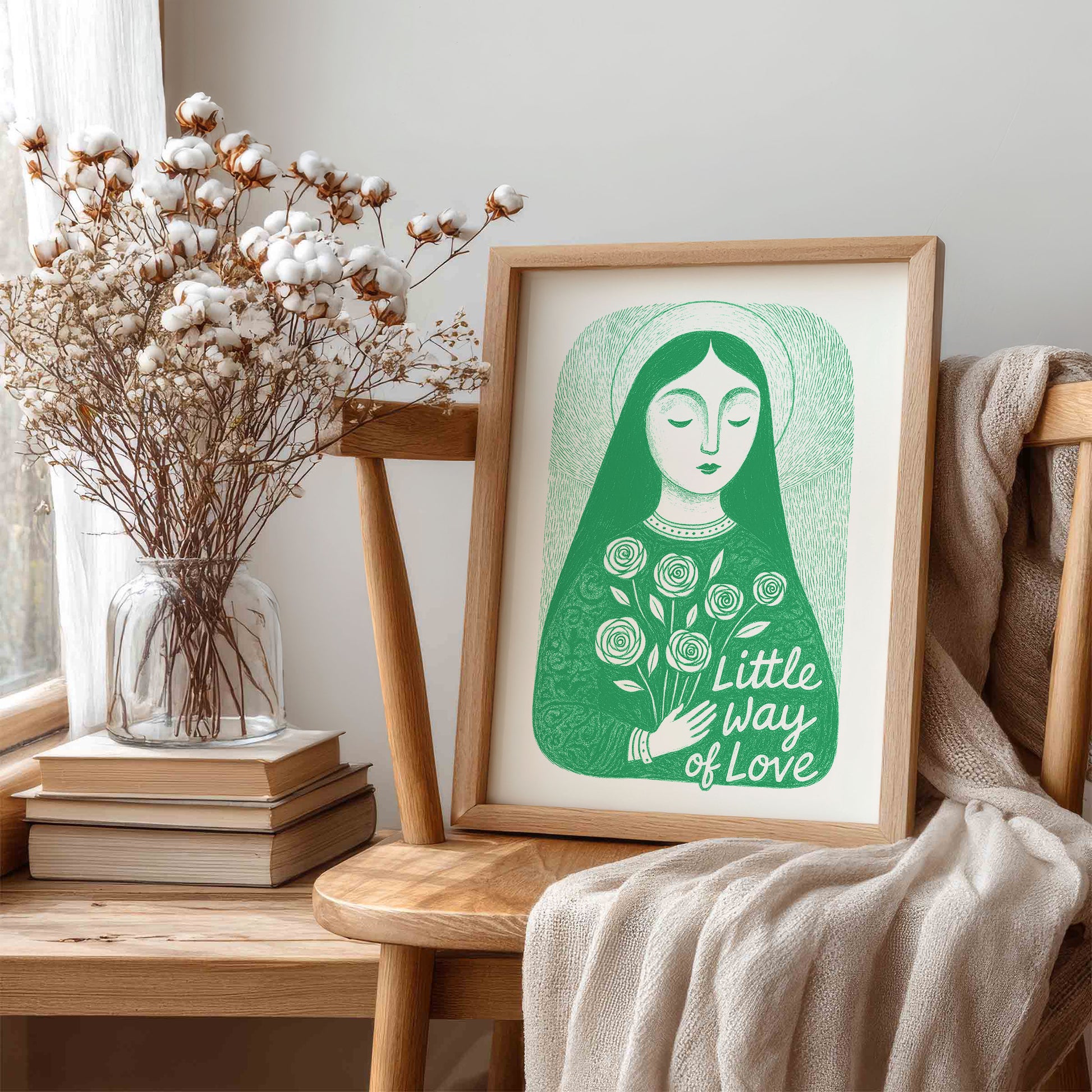 St Therese of Lisieux Art Print - Green interior mockup 05 - p_2_ter_0004_Layer 6