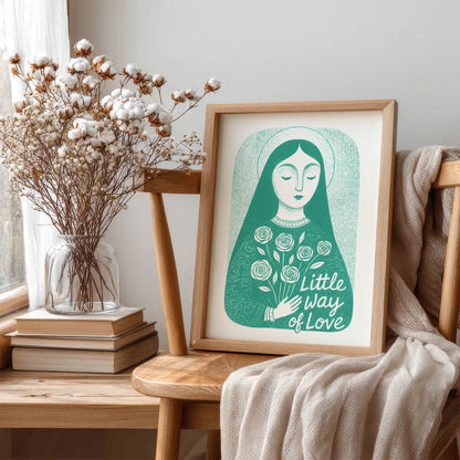 St Therese of Lisieux Art Print - Teal interior mockup 05 - p_2_ter_0008_Layer 2