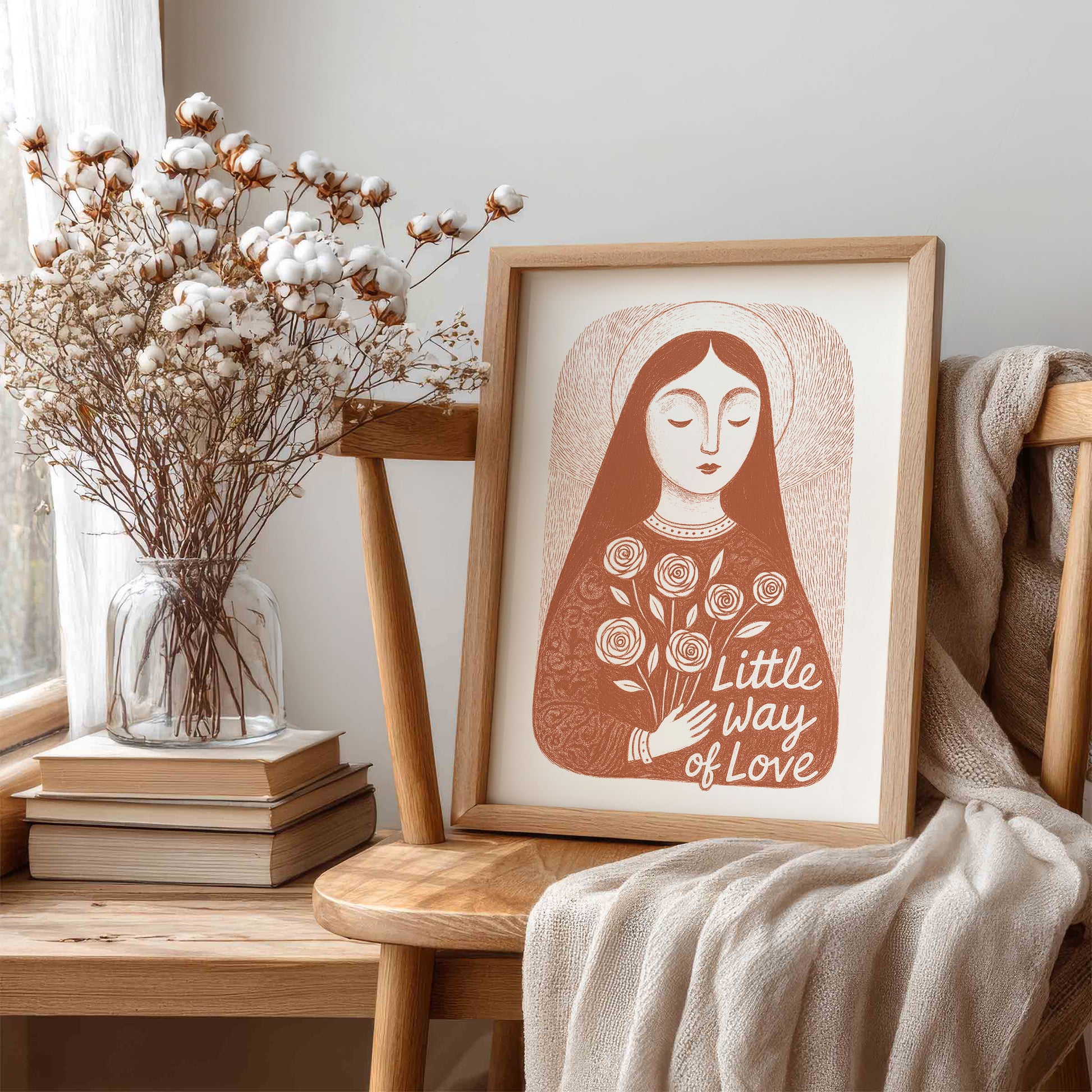 St Therese of Lisieux Art Print - Terracotta interior mockup 05 - p_2_ter_0009_Layer 1