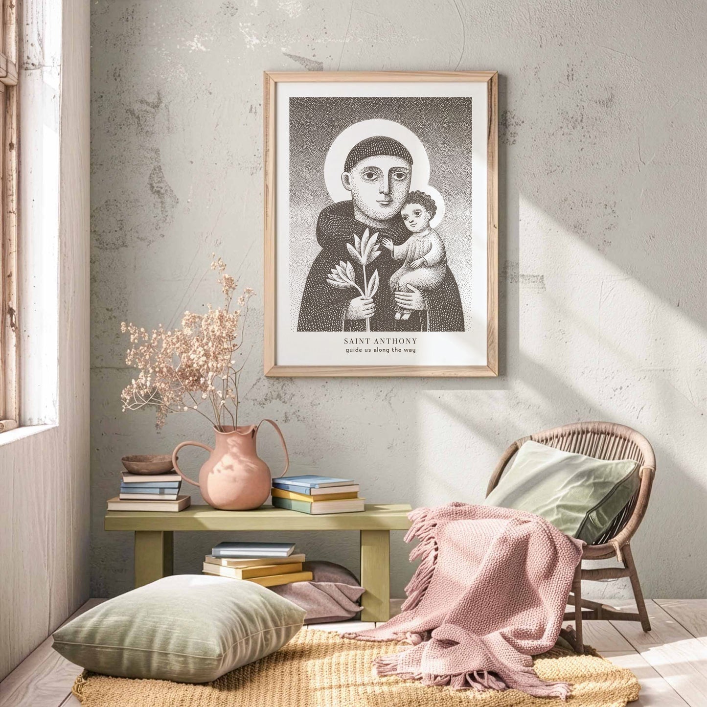 St Anthony Art Print - Brown interior mockup 04 - p_31_greenesh_plaster_0003_Layer 10
