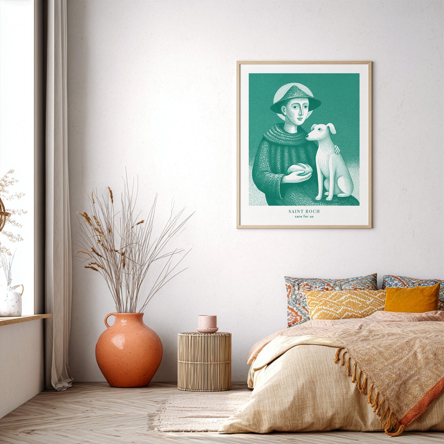 St Roch Art Print - Teal interior mockup 04 - p_32_airy_bedroom_0001_Layer 2