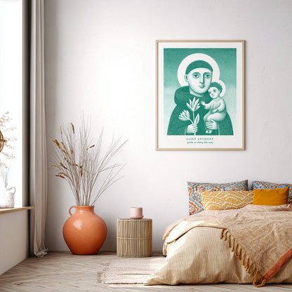 St Anthony Art Print - Teal interior mockup 04 - p_32_airy_bedroom_0004_Layer 5