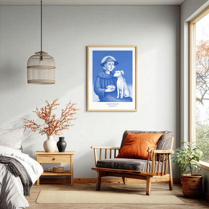 St Roch Art Print - Blue interior mockup 05 - p_33_brown_chair_0001_Layer 6