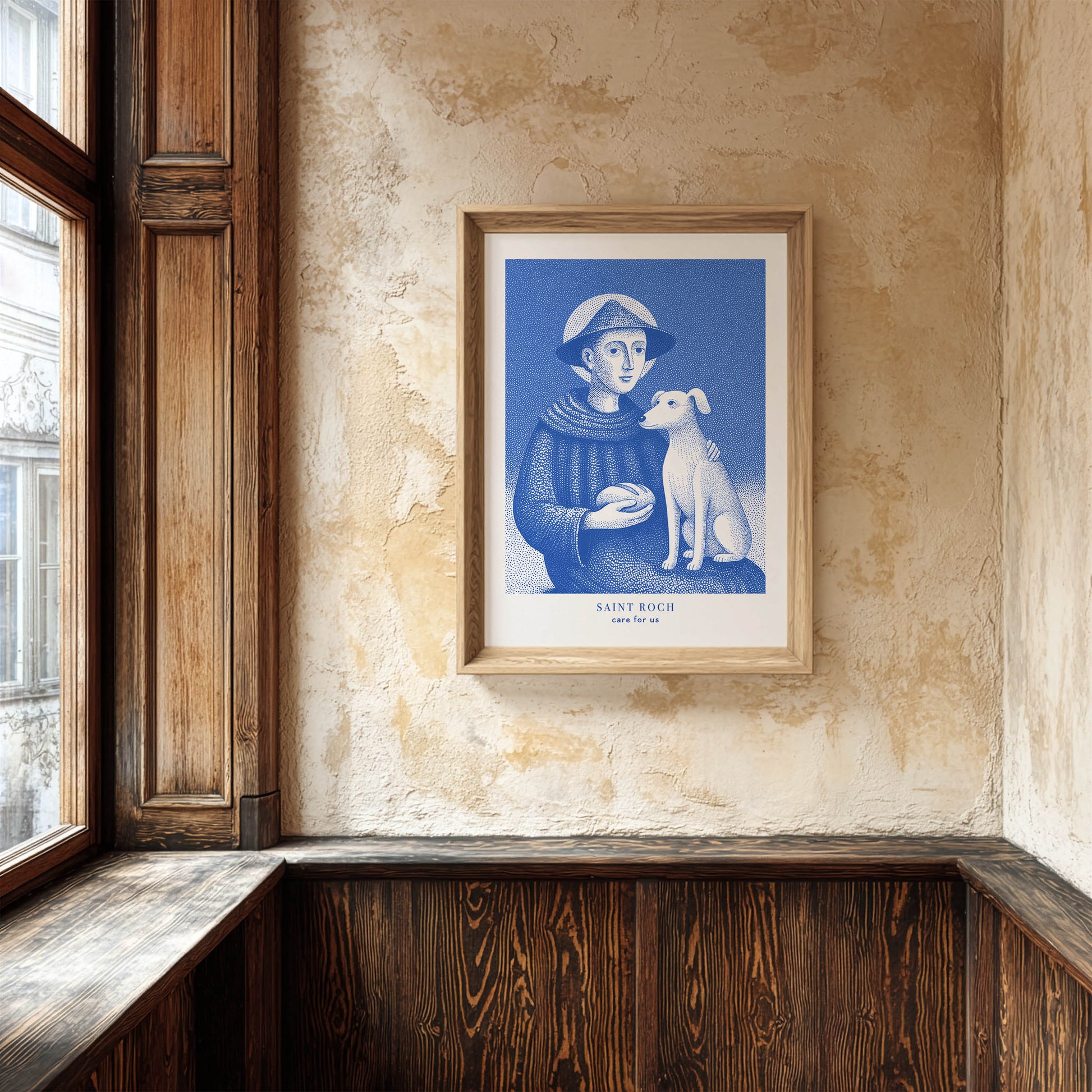 St Roch Art Print - Blue interior mockup 06 - p_34_old_wall_0001_Layer 2
