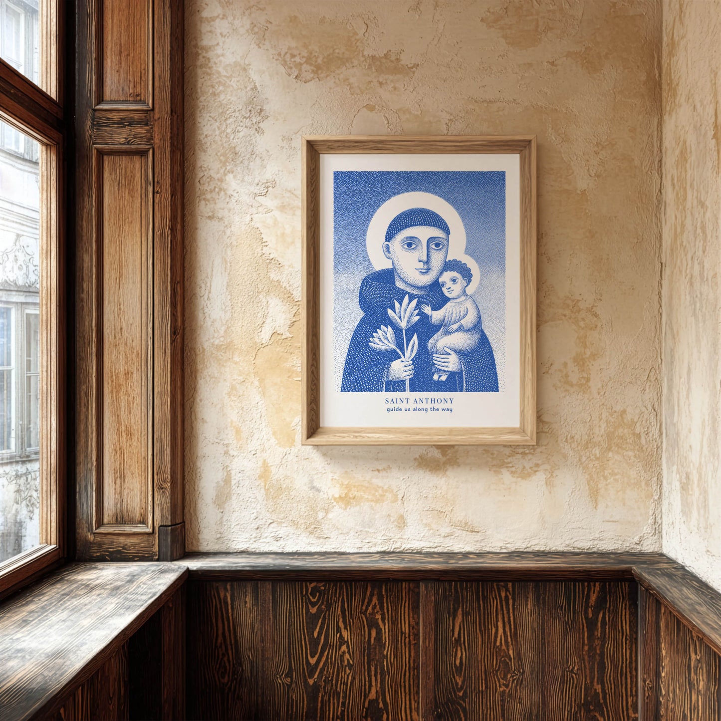 St Anthony Art Print - Blue interior mockup 05 - p_34_old_wall_0003_Layer 4