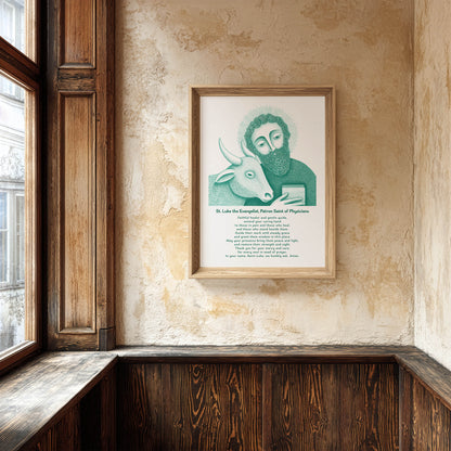 St Luke Art Print - Teal interior mockup 05 - p_34_old_wall_0004_Layer 5