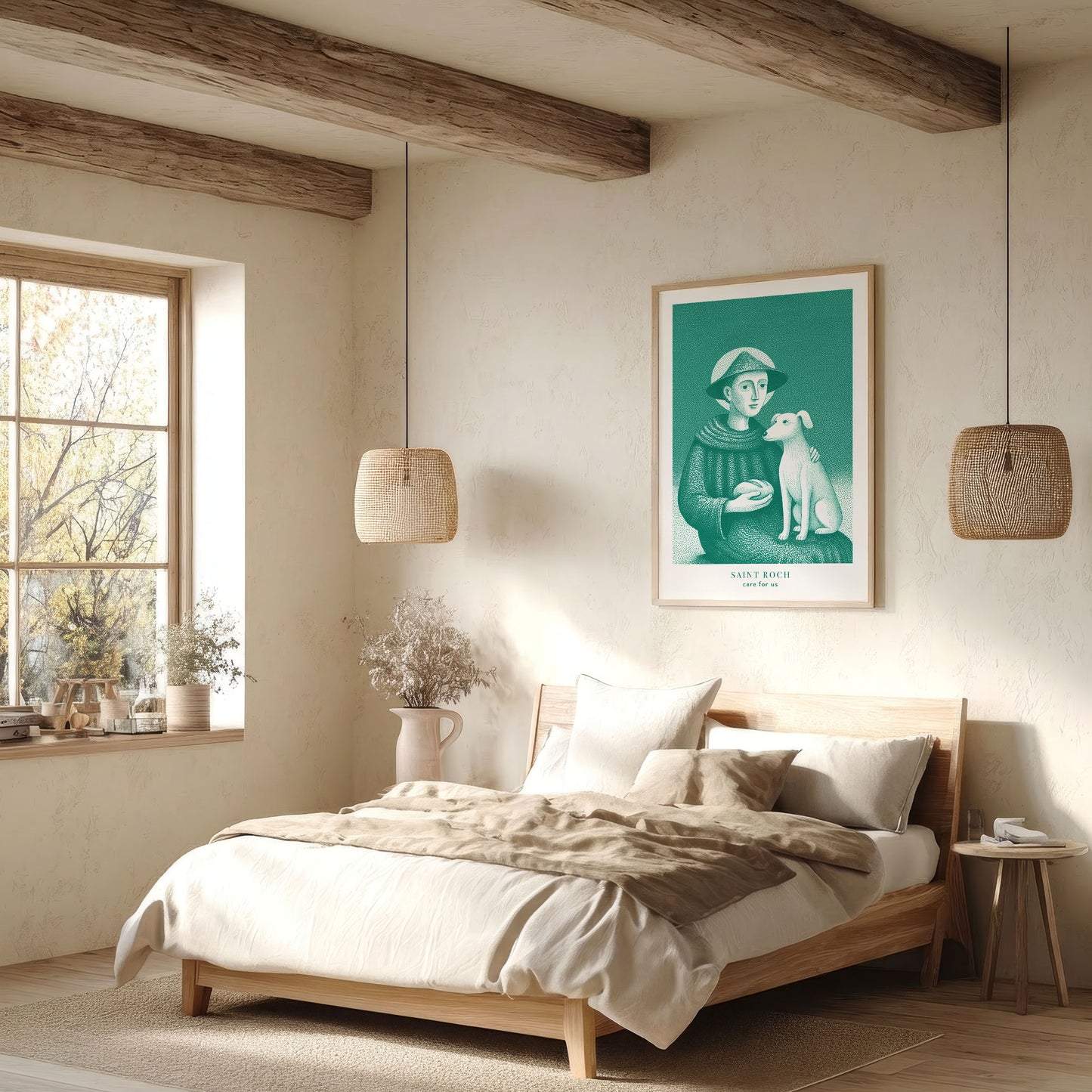 St Roch Art Print - Teal interior mockup 05 - p_36_scandi_bedr_0000_Layer 2