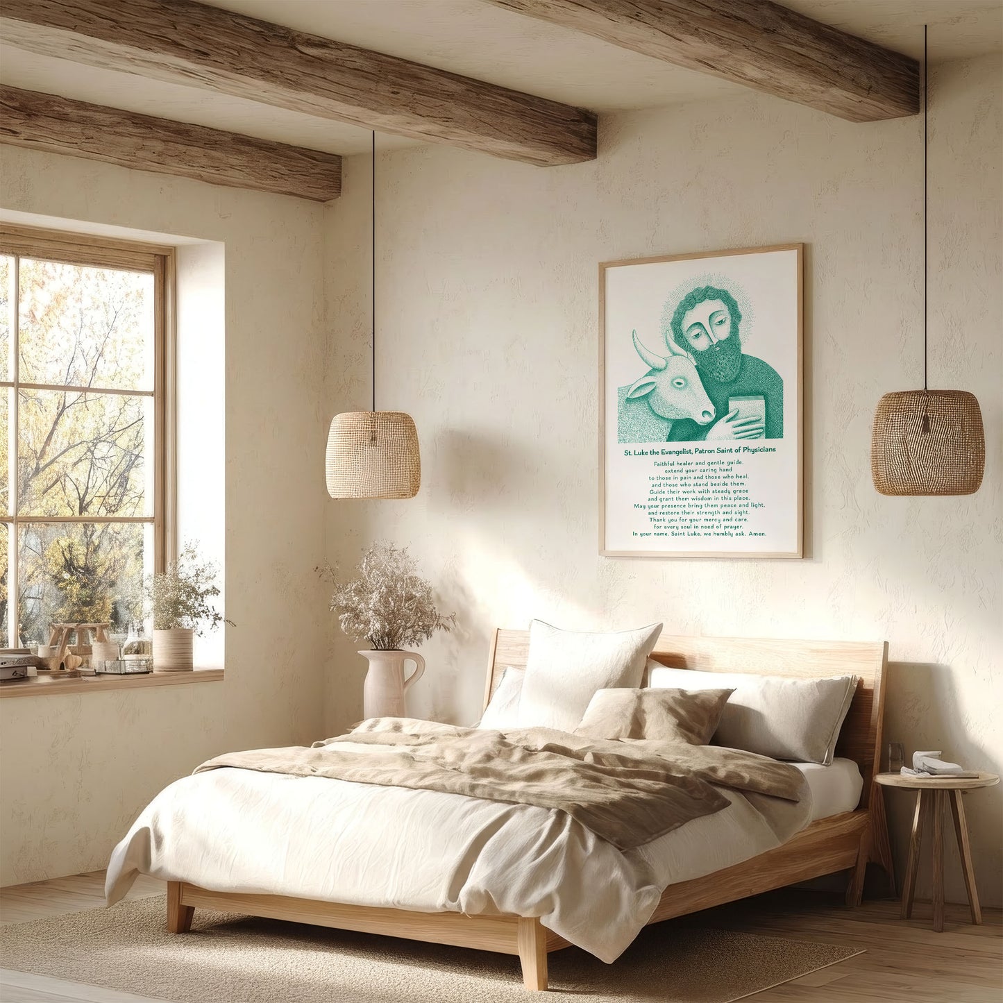 St Luke Art Print - Teal interior mockup 06 - p_36_scandi_bedr_0001_Layer 3