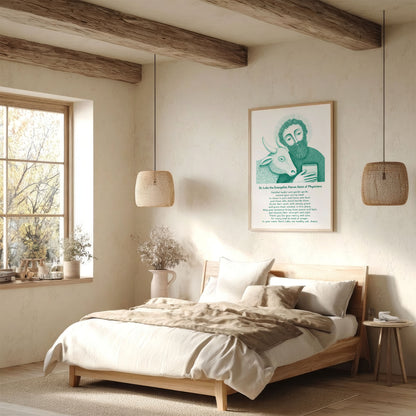 St Luke Art Print - Teal interior mockup 06 - p_36_scandi_bedr_0001_Layer 3