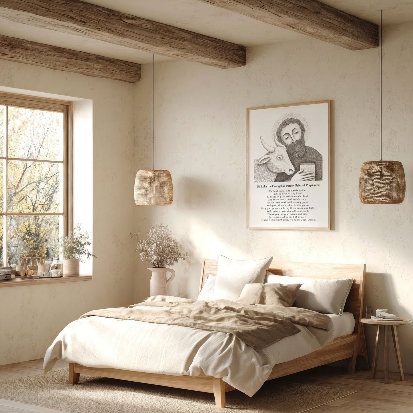 St Luke Art Print - Brown interior mockup 05 - p_36_scandi_bedr_0002_Layer 4