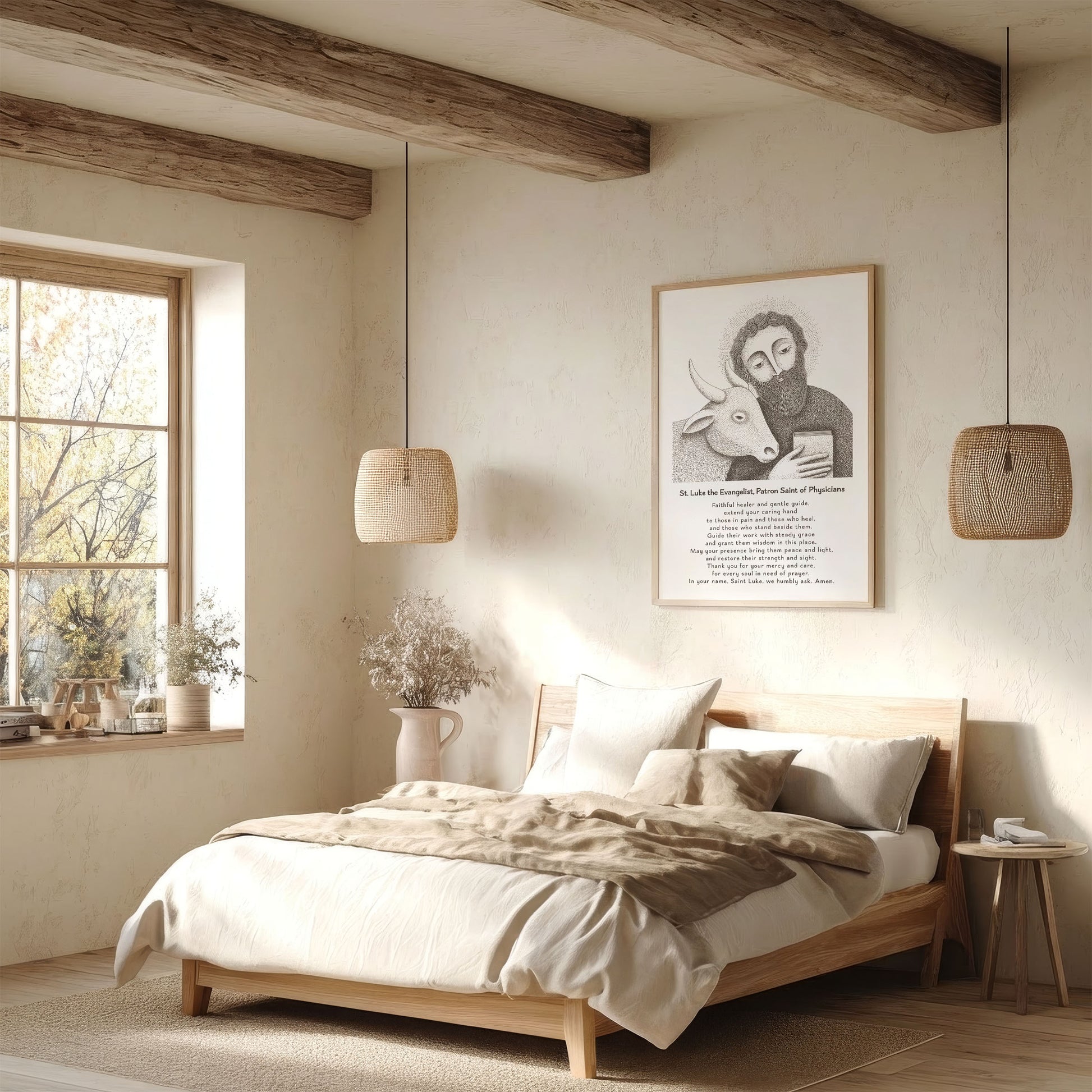 St Luke Art Print - Brown interior mockup 05 - p_36_scandi_bedr_0002_Layer 4