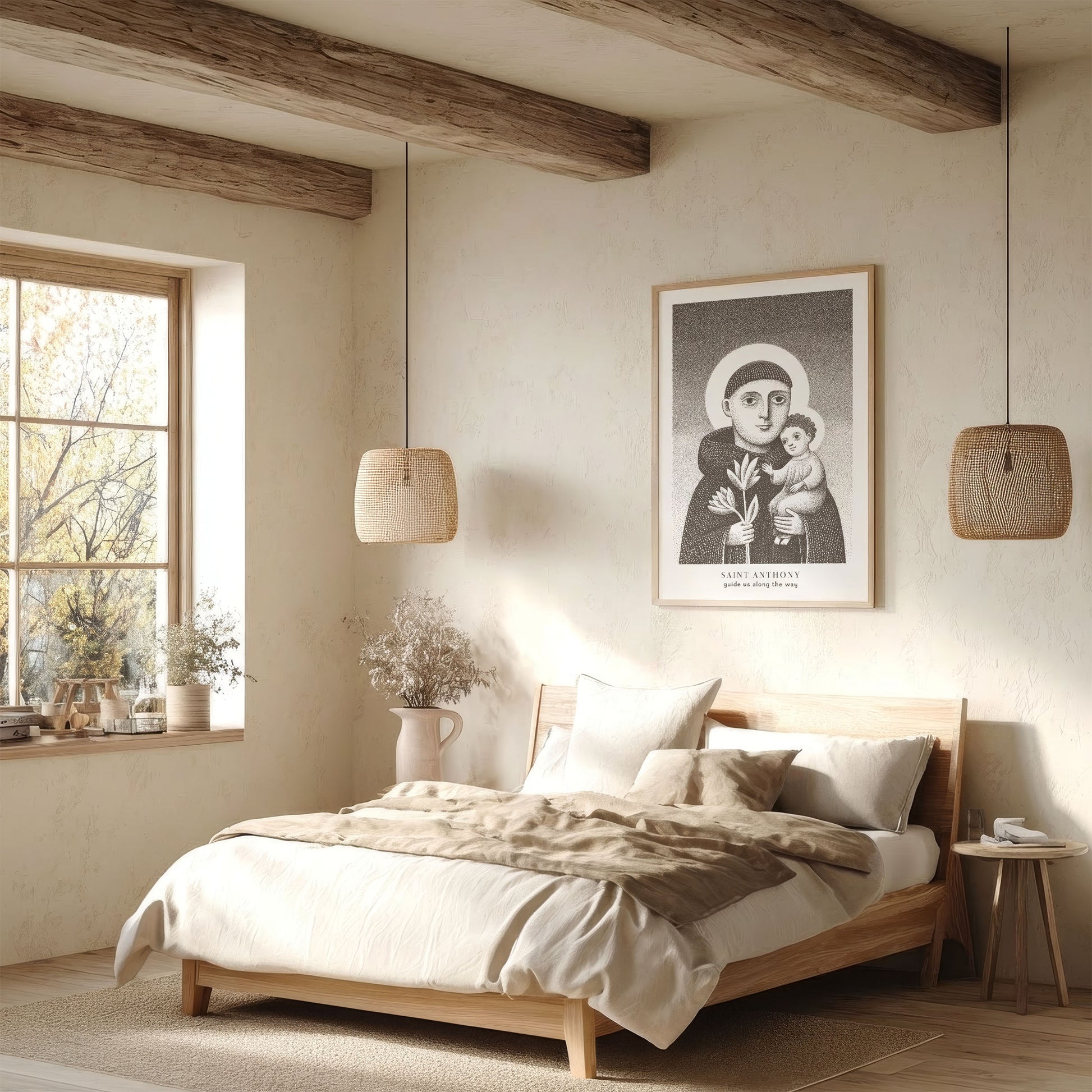 St Anthony Art Print - Brown interior mockup 05 - p_36_scandi_bedr_0003_Layer 5
