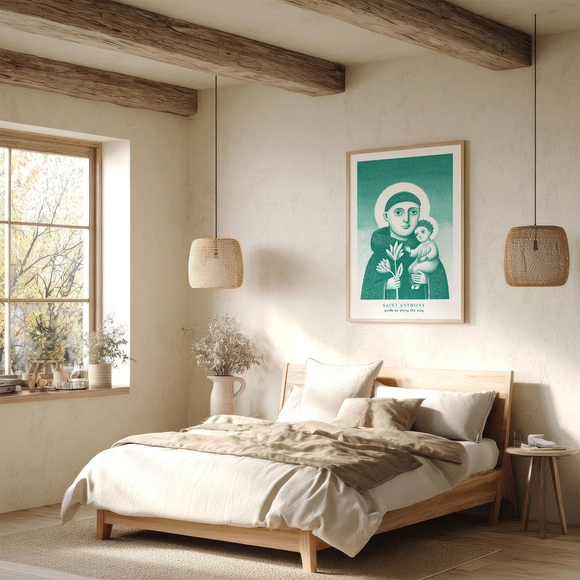 St Anthony Art Print - Teal interior mockup 05 - p_36_scandi_bedr_0006_Layer 8