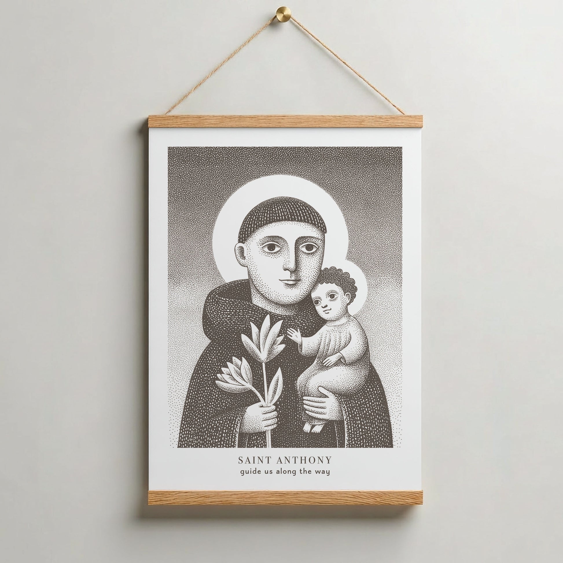 St Anthony Art Print - Brown interior mockup 06 - p_37_hanging_0002_Layer 6