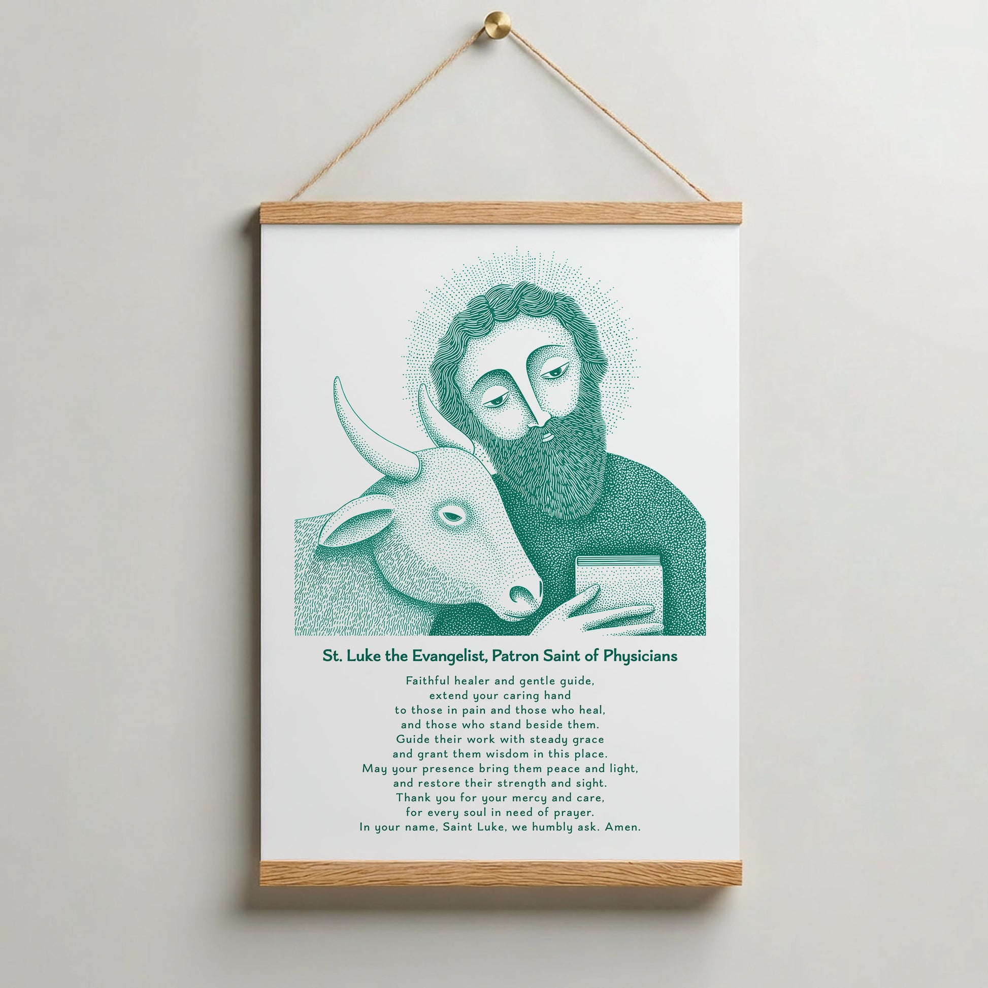 St Luke Art Print - Teal interior mockup 07 - p_37_hanging_0005_Layer 9