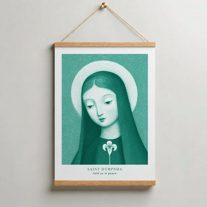 St Dymphna Art Print - Teal interior mockup 04 - p_37_hanging_0006_Layer 10