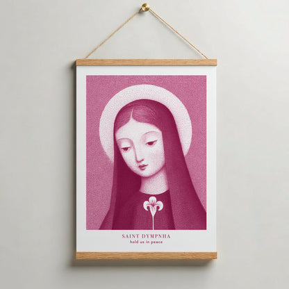St Dymphna Art Print - Pink interior mockup 06 - p_37_hanging_0007_Layer 11