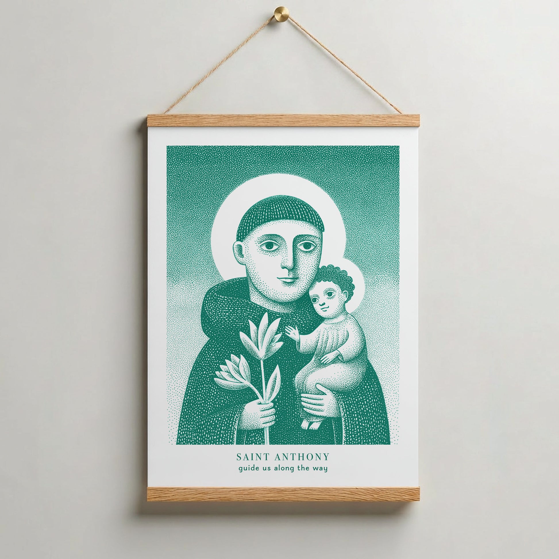 St Anthony Art Print - Teal interior mockup 06 - p_37_hanging_0008_Layer 12