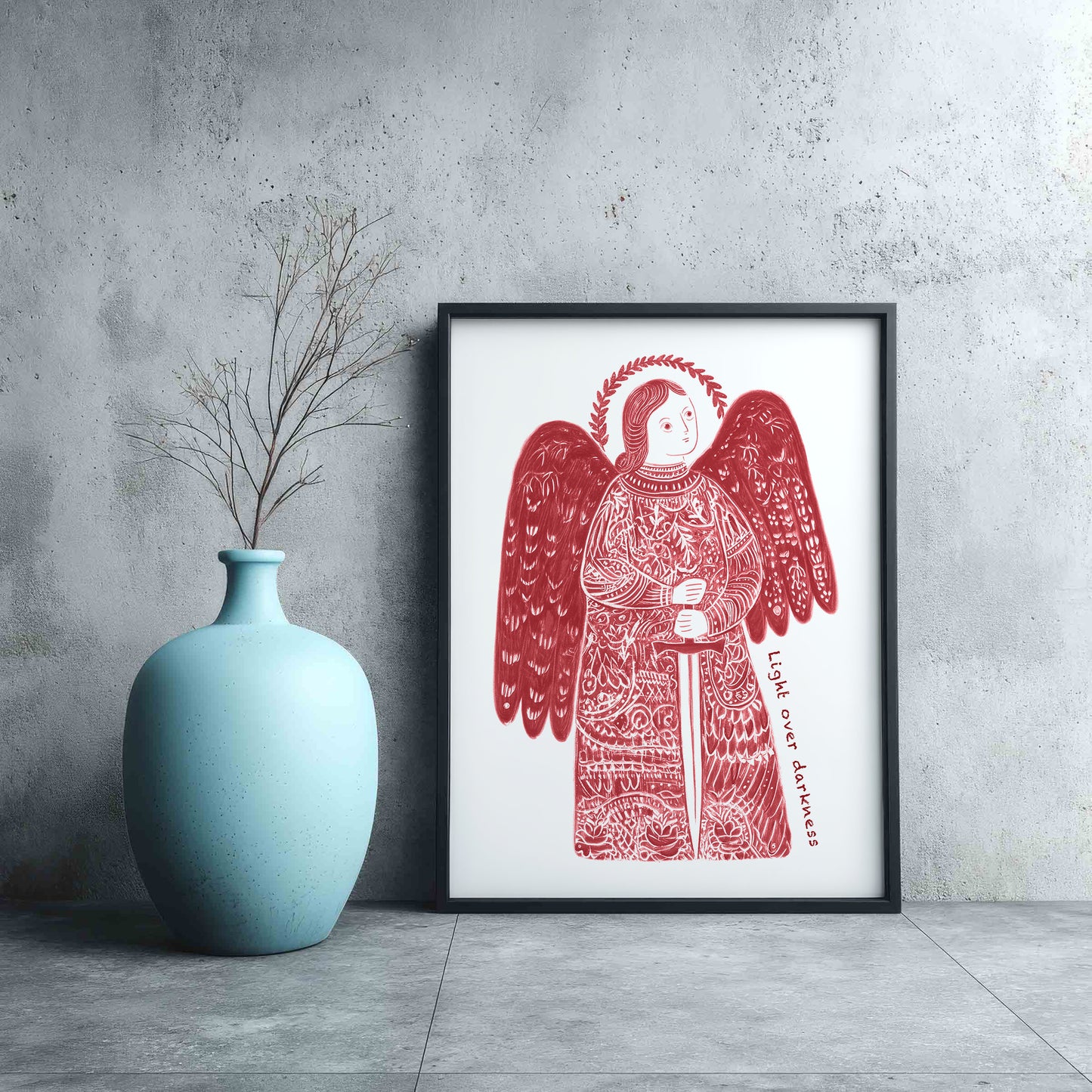St Michael the Archangel Art Print - Red interior mockup 10 - p_3_am_0001_Layer 1
