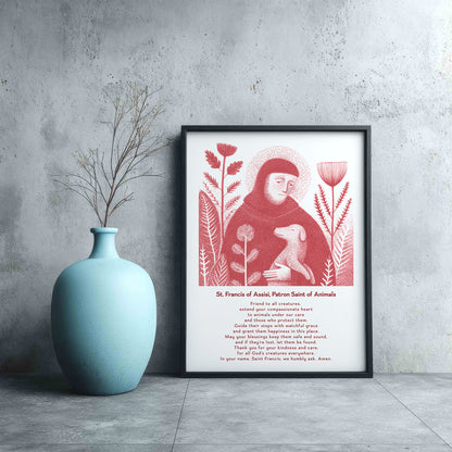 St Francis with Dog Art Print - Red interior mockup 13 - p_3_franc_dog_0001_Layer 1